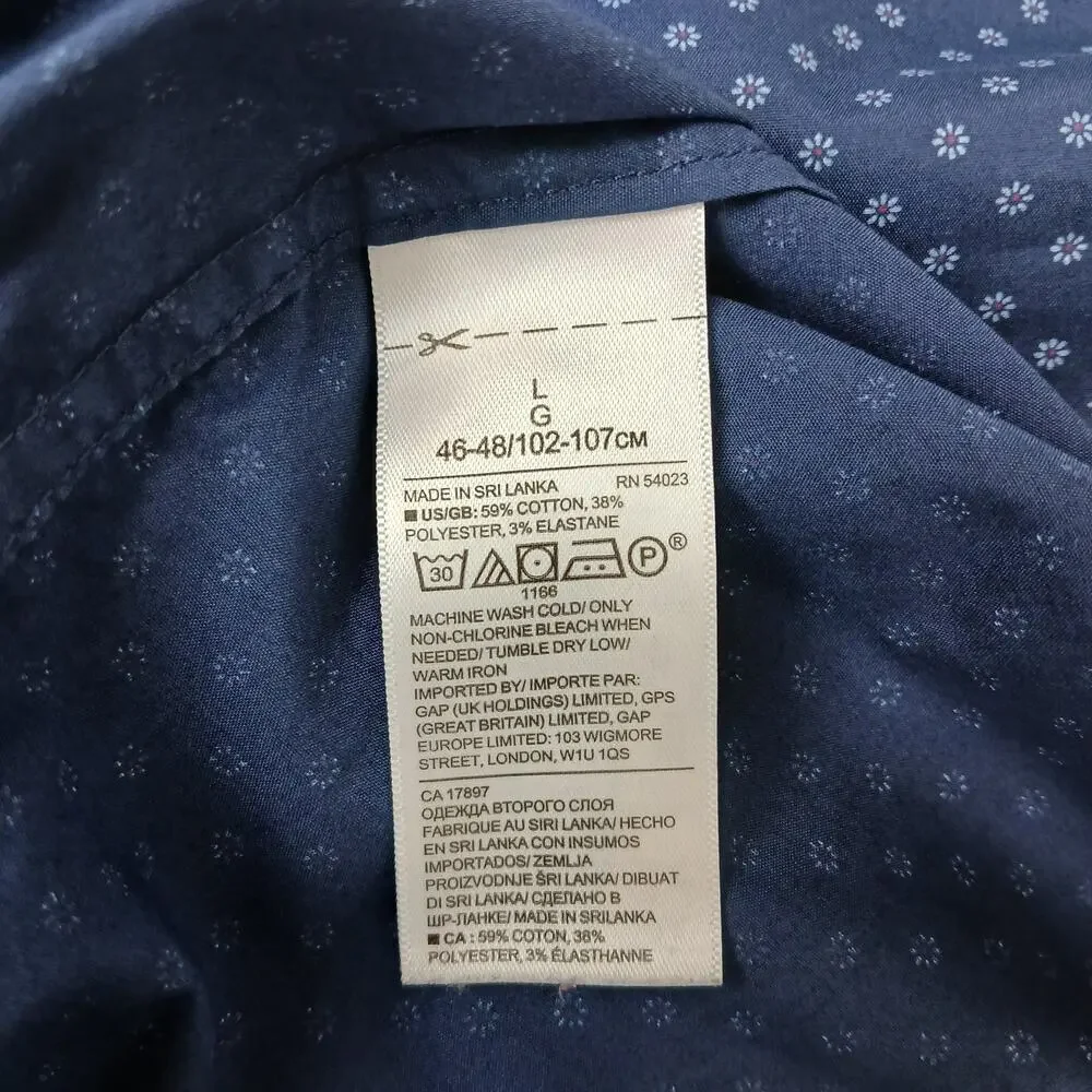 Banana Republic Slim Flex Fit Tech Stretch Cotton Shirt Mens L navy blue floral